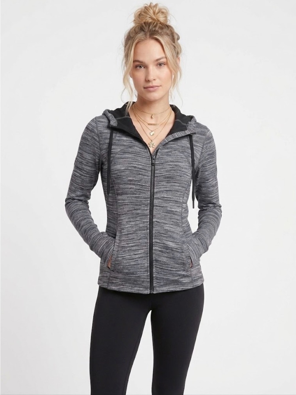 Lululemon Scuba Hoodie Full Zip Space Dye Heathered Gray / Black